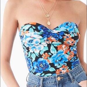 Ambience Apparel strapless floral top